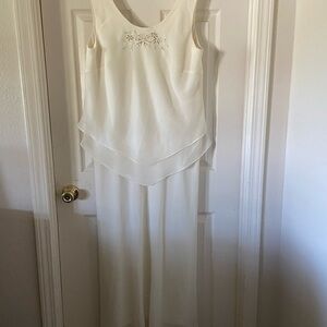 Coldwater Creek Cream Embellished Chiffon Formal Dress